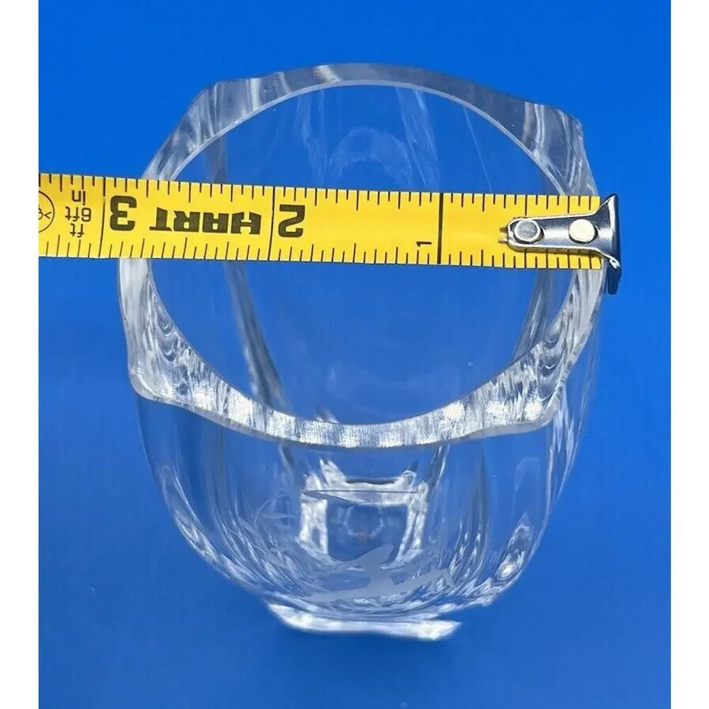Vintage Skruf Sweden Etched Crystal Vase Deer‎ Prancing Wheat Grass *Pre-Owned*
